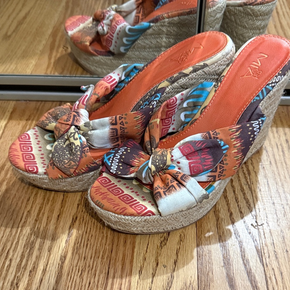 MIA Colorful Patterned Wedge Sandals
